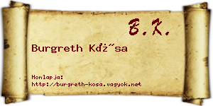 Burgreth Kósa névjegykártya
